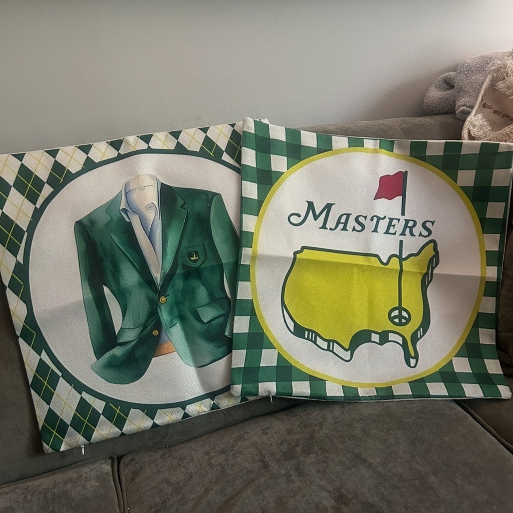 Masters set of 2 -  Pillow covers -Green Blazer with Gold Accents